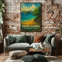 Virgin Islands National Park Scenic Caribbean Coastal Landscape Travel Adventure Poster