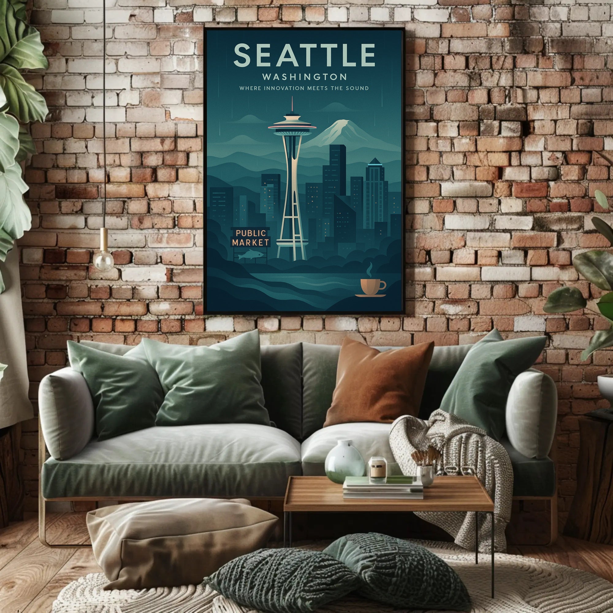 Seattle Space Needle Skyline Travel Poster PosterGoat