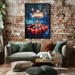 Glowing Sparkler Bouquet In Mason Jar Centerpiece Poster