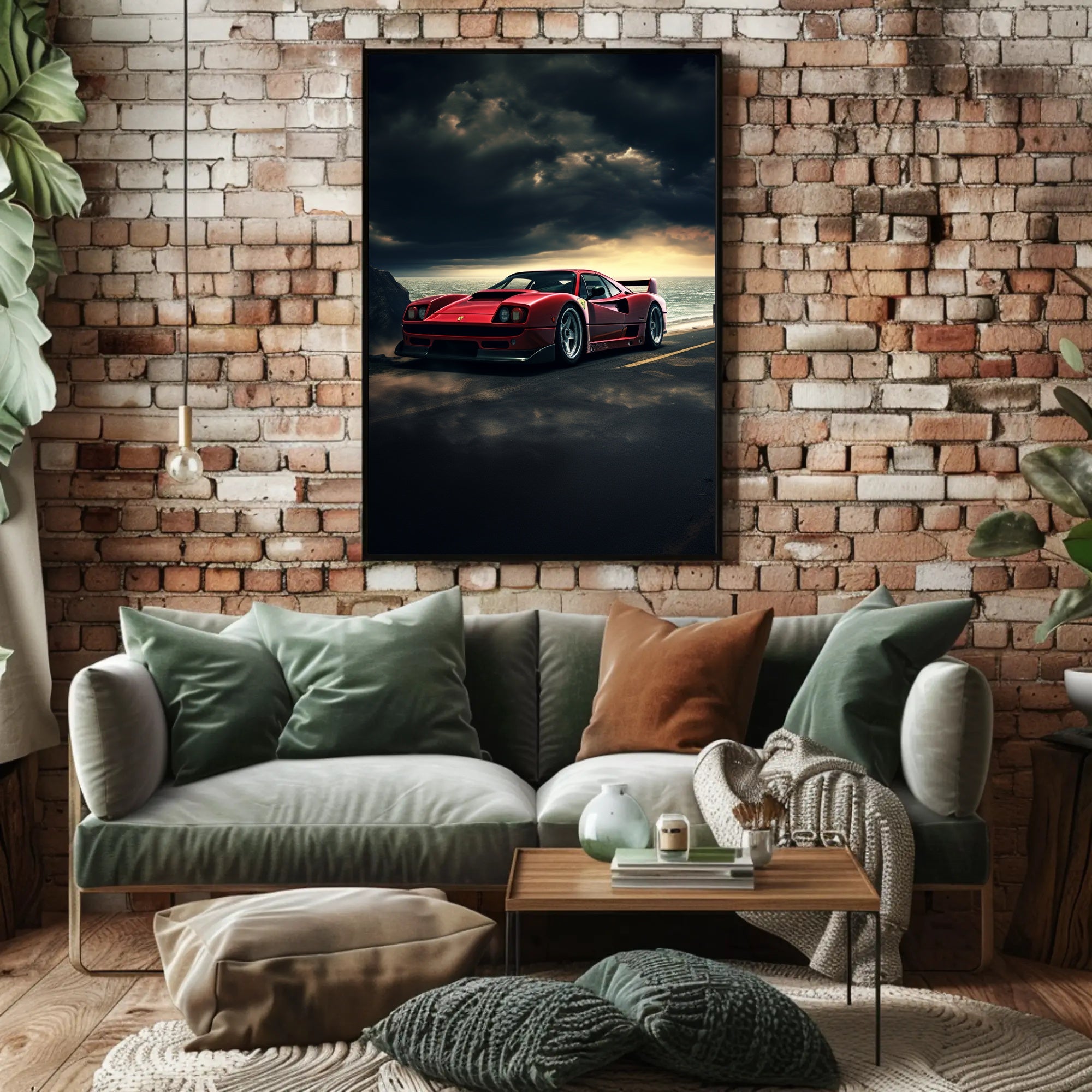 Red Supercar at Sunset Poster PosterGoat