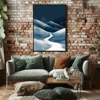 Winter Night Serenity: Minimalist Landscape Art Poster