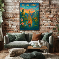 HONG KONG Cultural Fusion Vintage Art Poster