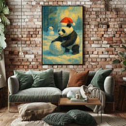 Festive Panda In Winter Wonderland Poster