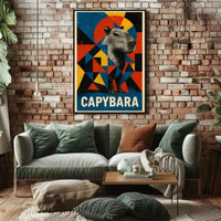 Capybara Art Poster with Geometric Design - Animal Poster