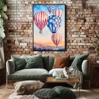 Watercolor Skyline Overhead Hot Air Balloon Festival Poster