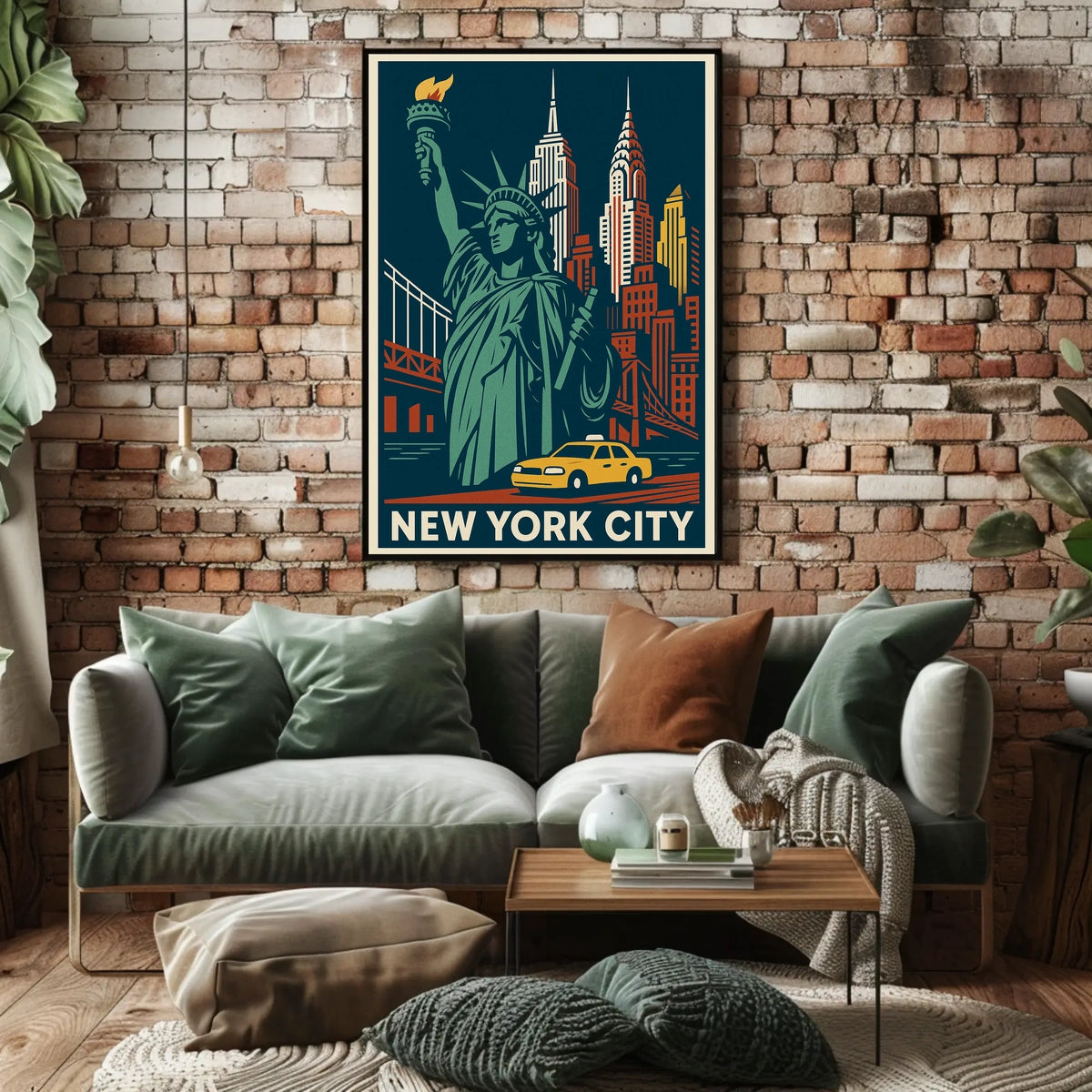 New York City Poster Vintage Travel Art Deco Wall Art