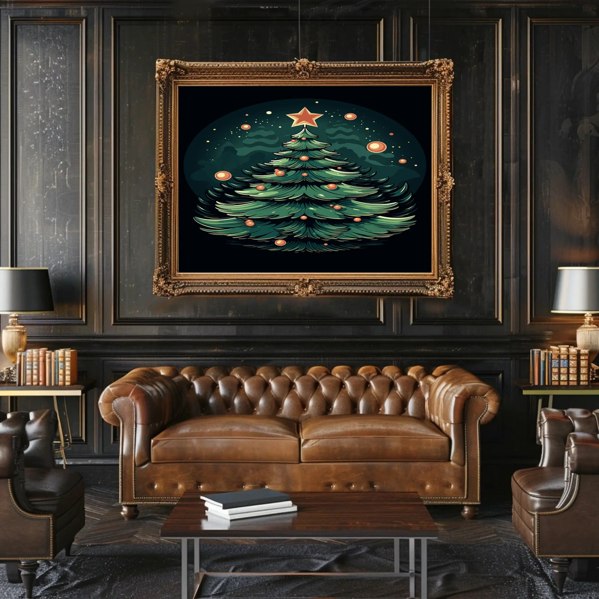 Festive Christmas Tree Illustration Poster
