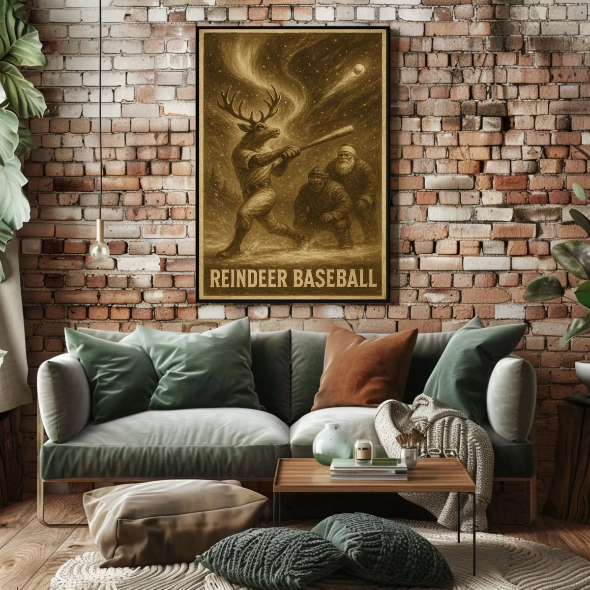 REINDEER BASEBALL: Whimsical Fantasy or Mythology Poster