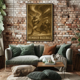 REINDEER BASEBALL: Whimsical Fantasy or Mythology Poster
