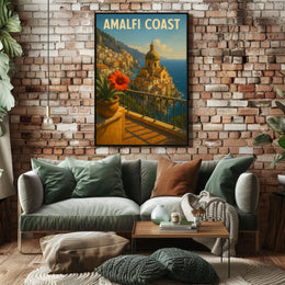 Amalfi Coast Poster Wall Art for Coastal Home Decor