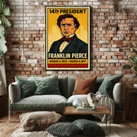 Franklin Pierce 14th President of the United States Inked Comic Style Poster