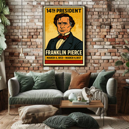 Franklin Pierce 14th President of the United States Inked Comic Style Poster