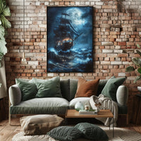 Stormy Night Nautical Adventure: Fantasy or Mythology Poster PosterGoat