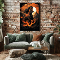 Majestic Stallion In Fiery Landscape Poster