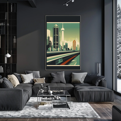 Futuristic Skyline Of Shanghai China Travel Poster