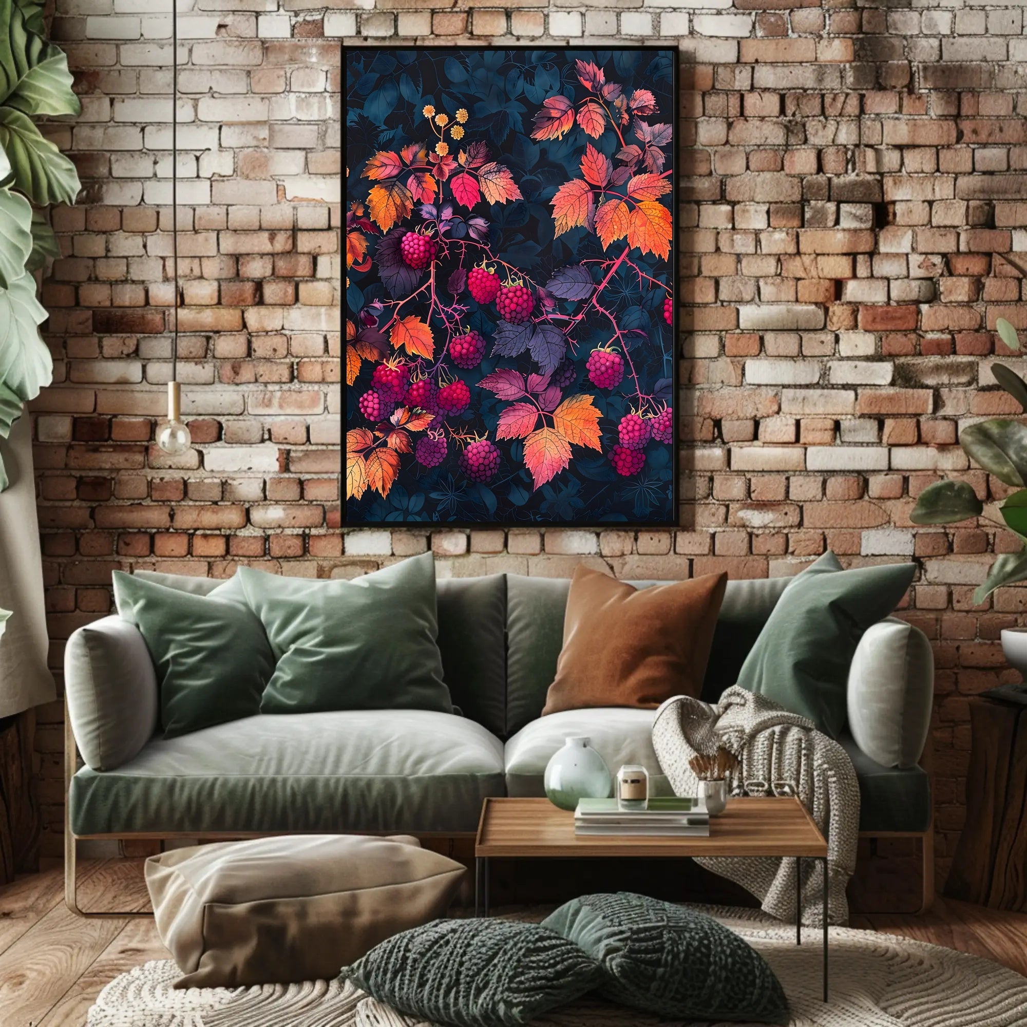 Raspberry Branches Illustration: Abstract or Artistic Poster