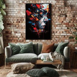 Futuristic Cyberpunk Face Art Poster: Tech Fusion