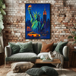 New York Nightlife City Lights Poster Pop Art Wall Art