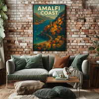 Amalfi Coast Poster 18x24 Wall Art for Coastal Decor Home