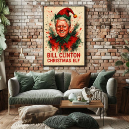 Bill Clinton Christmas Elf Historical or Presidential Poster