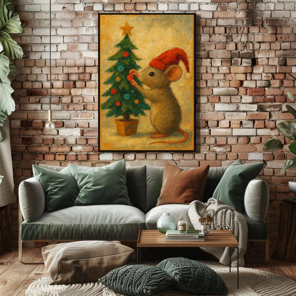 Holiday Mouse and Christmas Tree Poster