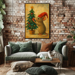 Holiday Mouse and Christmas Tree Poster