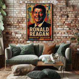 Ronald Reagan 40th President of the United States Street Art Mashup Poster