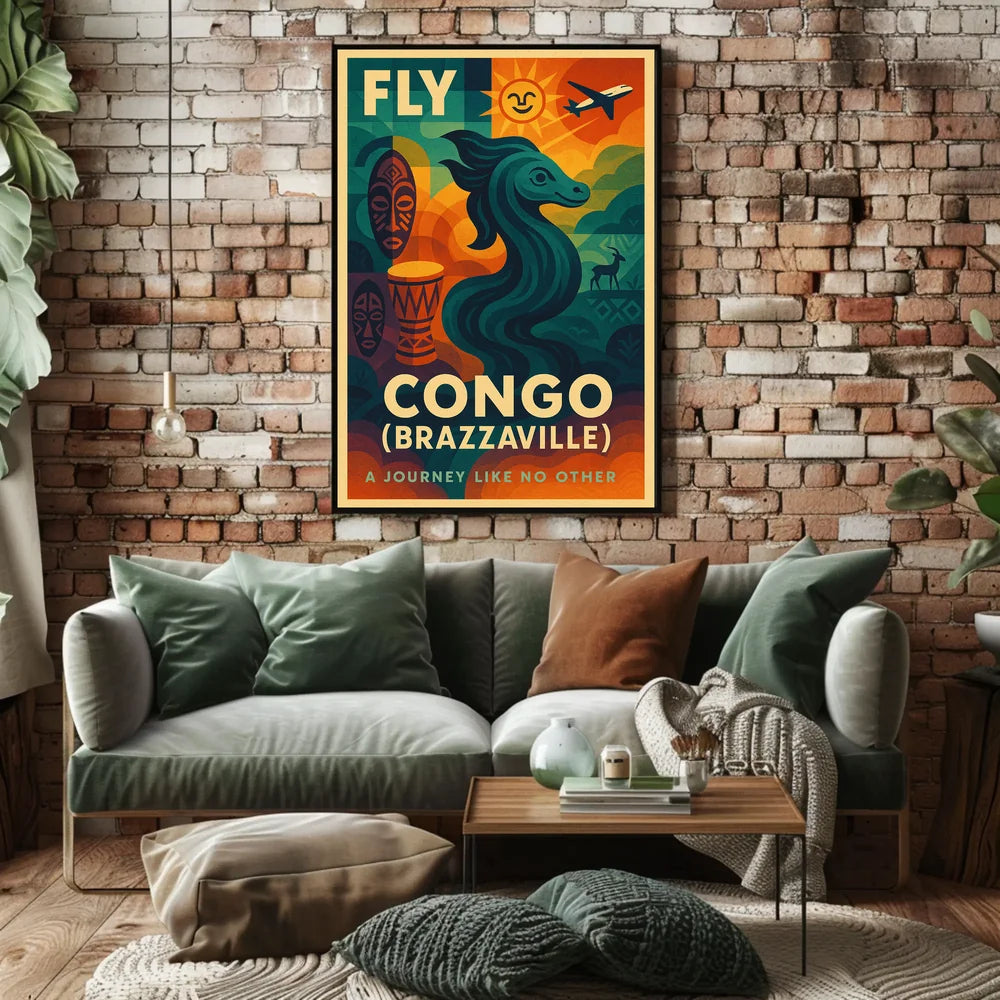 Brazzaville Adventure Travel Poster - Vibrant Cultural Exploration PosterGoat