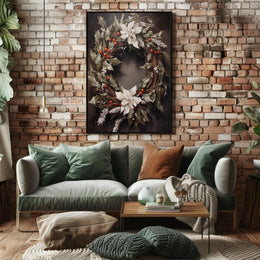 Festive Holiday Wreath Poster