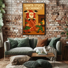 Santa Stuck In Chimney Poster