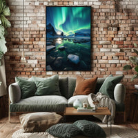 Aurora Borealis Over Arctic Landscape Travel Poster