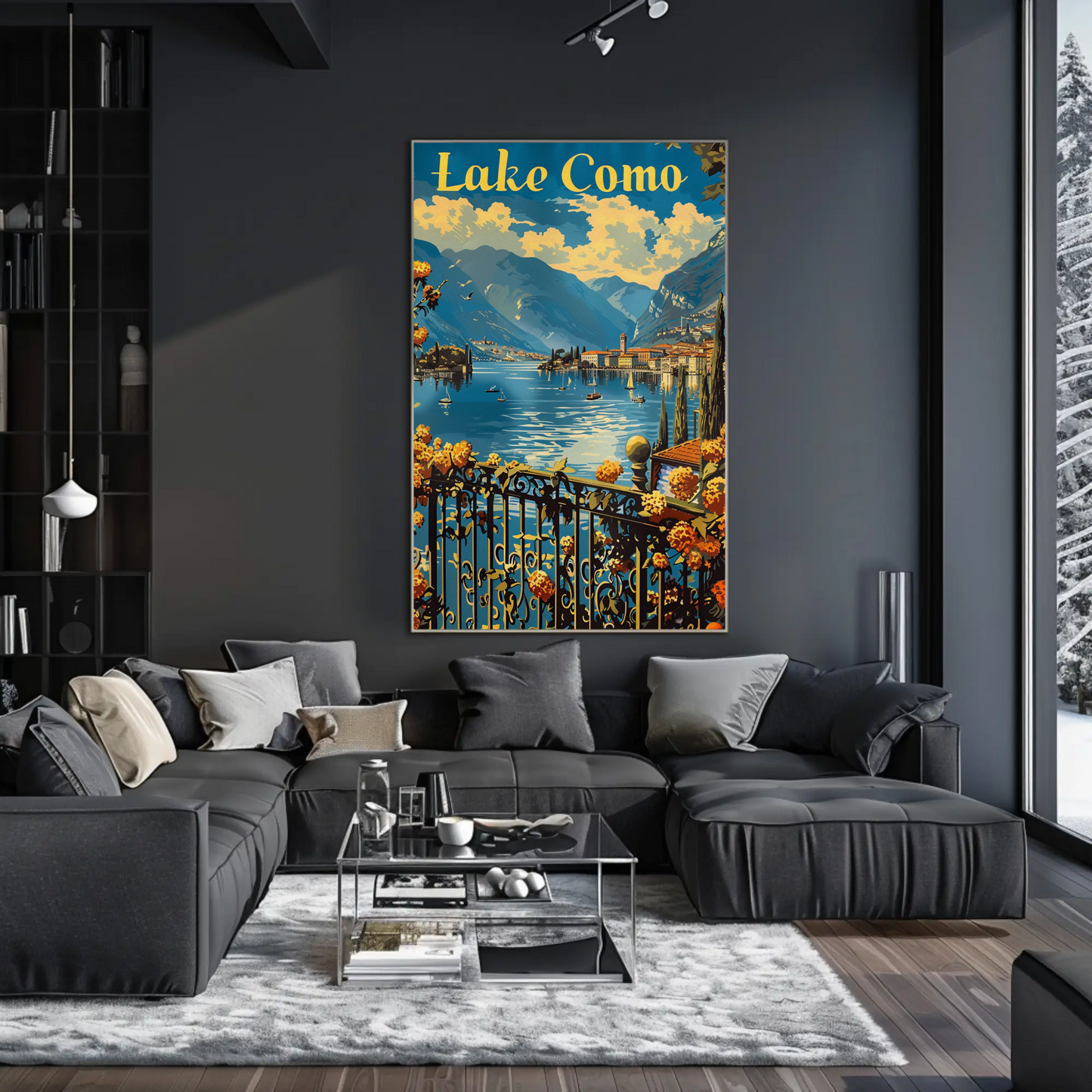 Lake Como Italian Villas Mountains Travel Poster