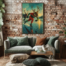 Reindeer On Ice Poster