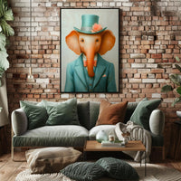 Dapper Elephant Whimsical Poster Art Print