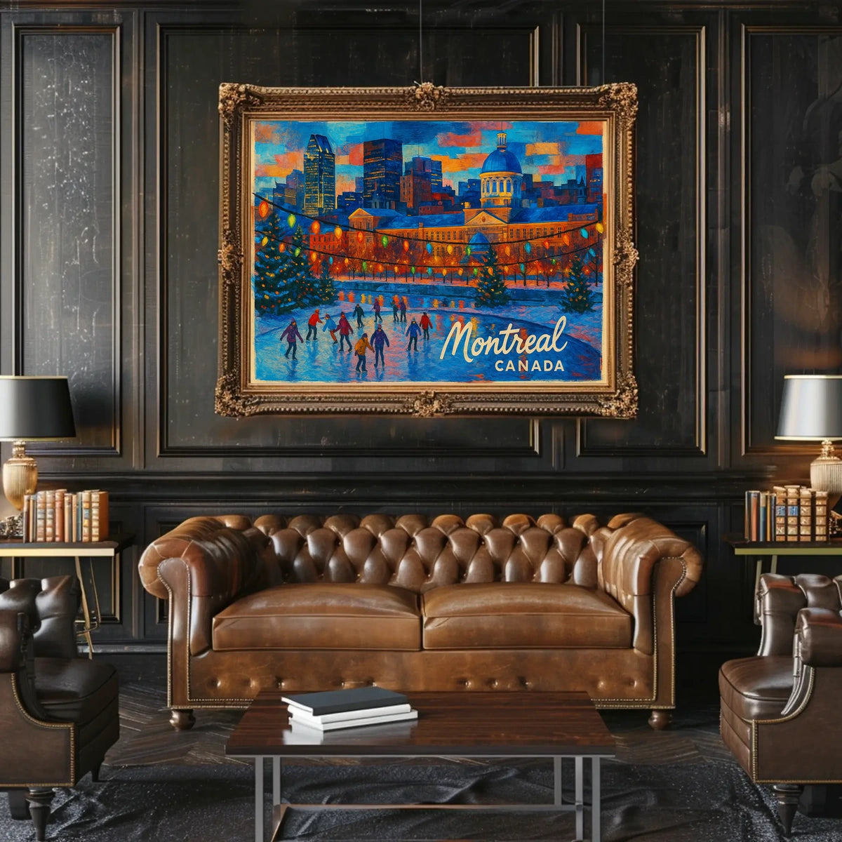 Montreal Cityscape Winter Travel Photography Realism Impressionism Canadian Snowy Urban Landscape Poster