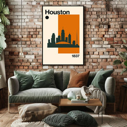 Houston Cityscape Silhouette Art Print Travel Poster
