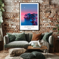 Dubrovnik Twilight Coast Travel Poster