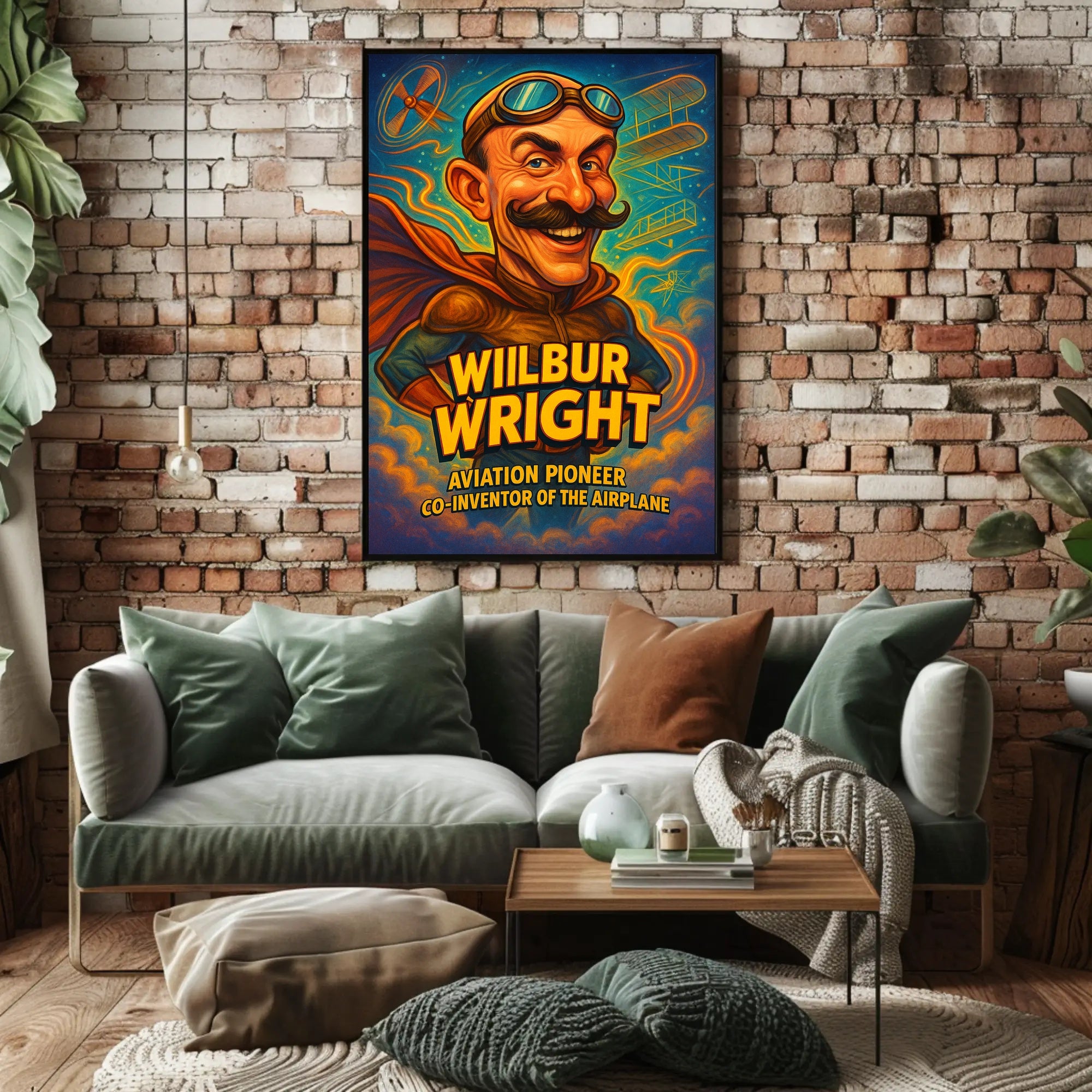 Wilbur Wright Aviation Pioneer Caricature Historical Poster PosterGoat