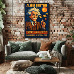 Albert Einstein Relativity Theory Vintage Scientific Museum Wall Art Timeless Iconic Decor Poster