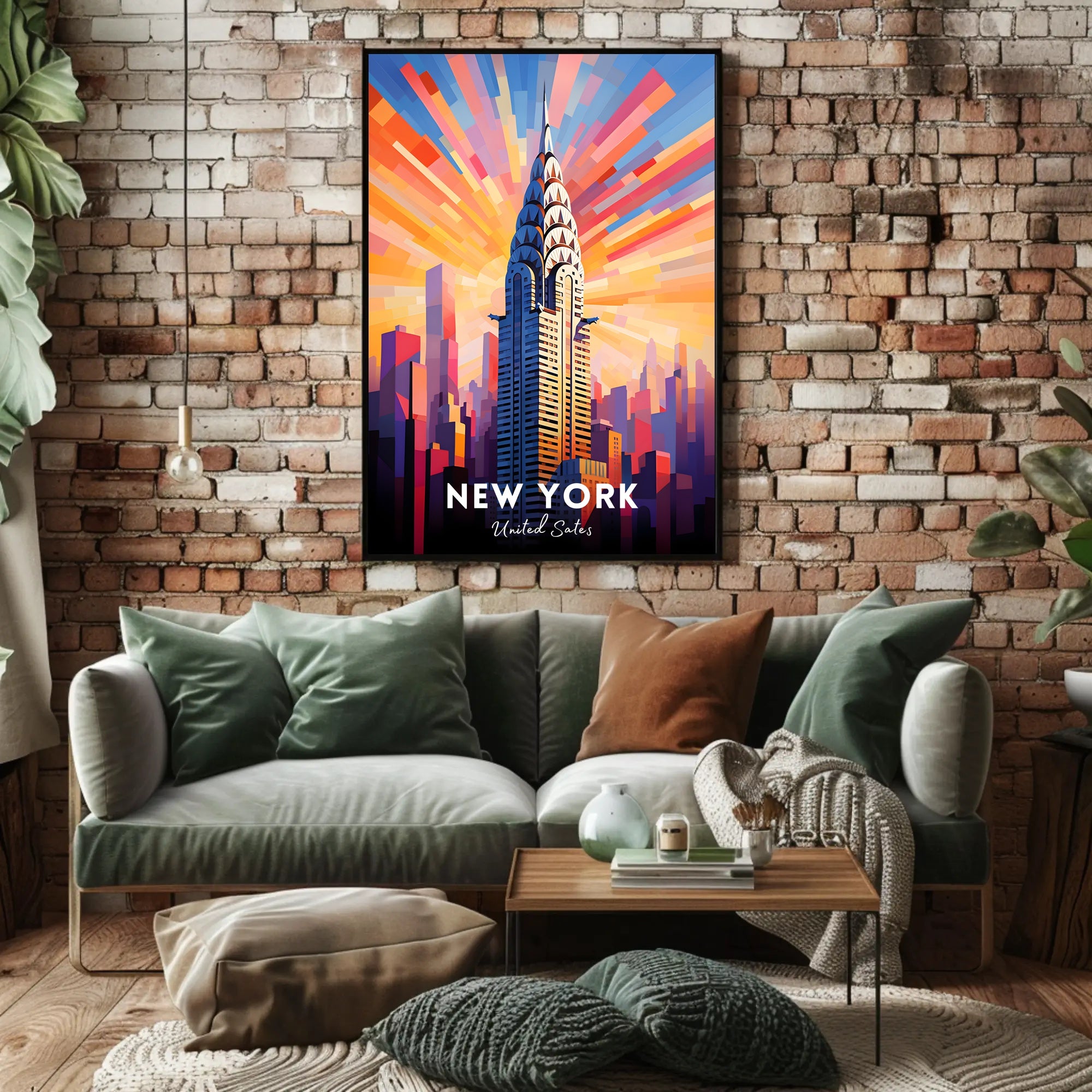 Vibrant Skyscraper Art: New York City Urban Poster