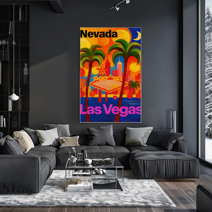 Nevada Las Vegas Neon Lights Nightlife Poster Poster