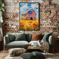 patriotic barn in the countryside Poster