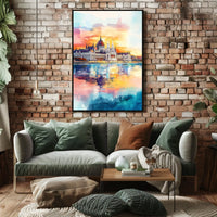 Hungary Budapest Parliament Building River View Poster