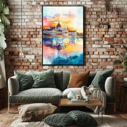 Hungary Budapest Parliament Building River View Poster