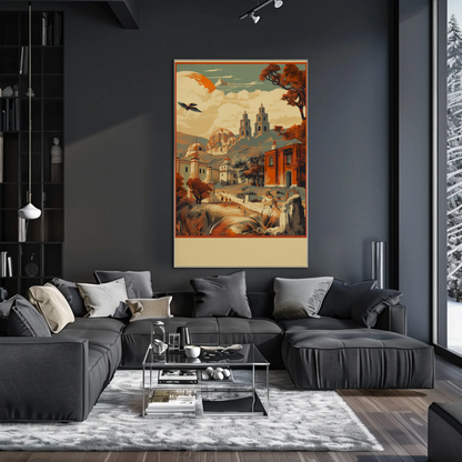 Historic Mexico Churches Canyon Mountains Travel Poster