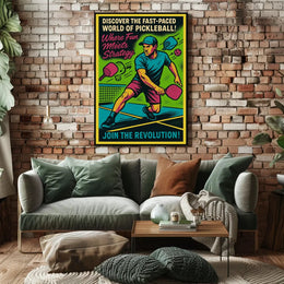Pickleball Revolution: Vibrant Retro Sports Poster PosterGoat