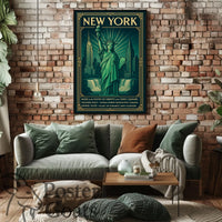 New York Landmarks Vintage Art Deco Travel Poster