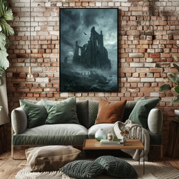 Gothic Cathedral Ruins in Haunting Fantasy or Mythology Poster PosterGoat