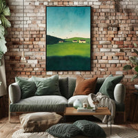 Serene Countryside Landscape Poster Minimalist Wall Art