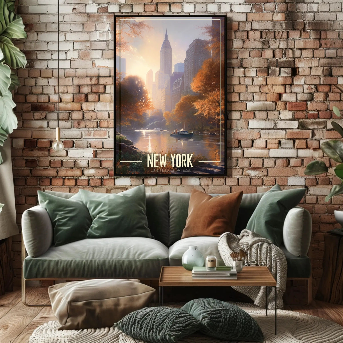 New York City Autumn Scene Poster Abstract Wall Art